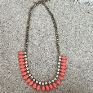 J Crew Coral and Gold Necklace